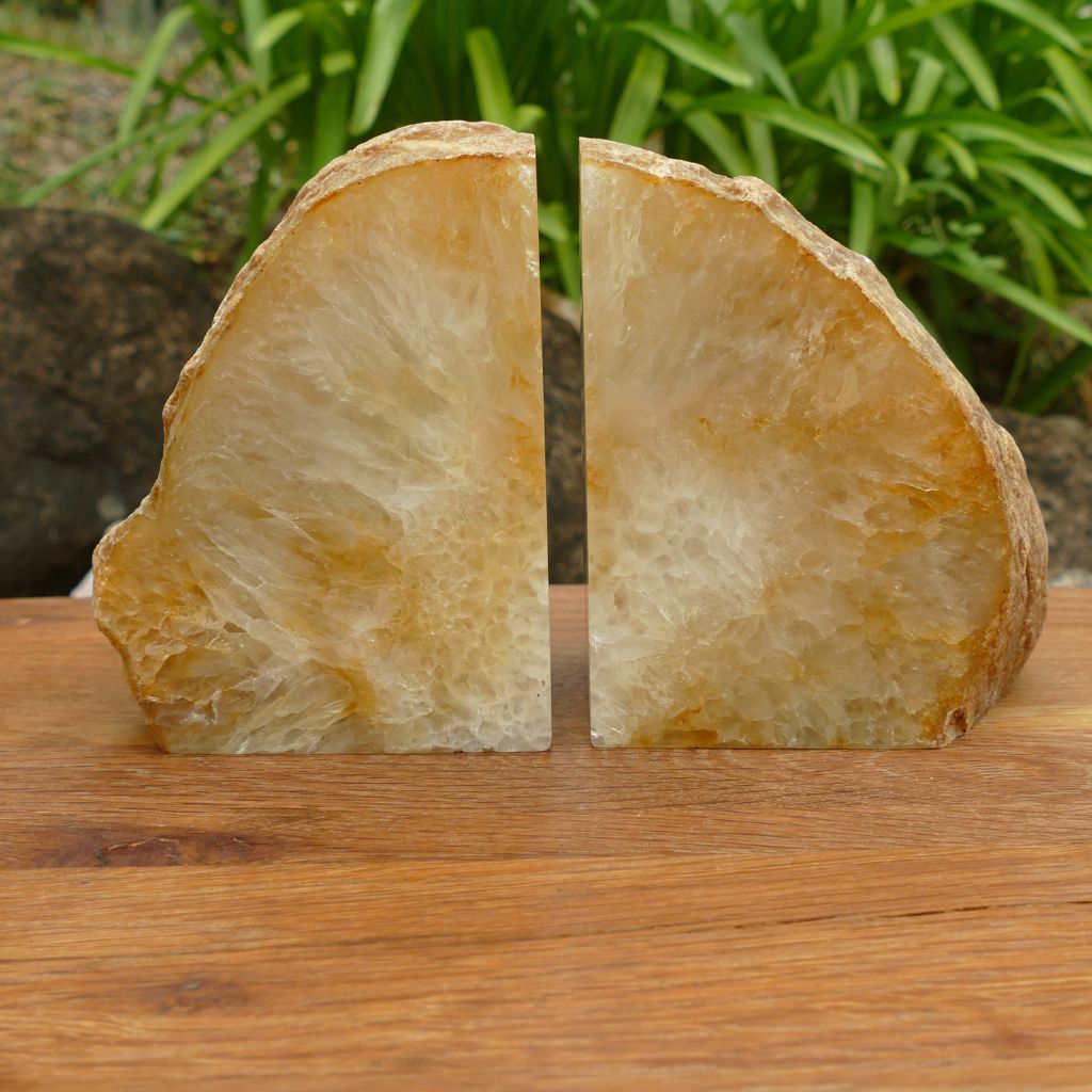 natural agate bookends