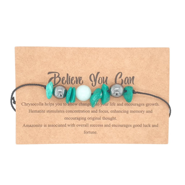 Believe You Can Adjustable Bracelet – 3 Gemstone Healing Crystals