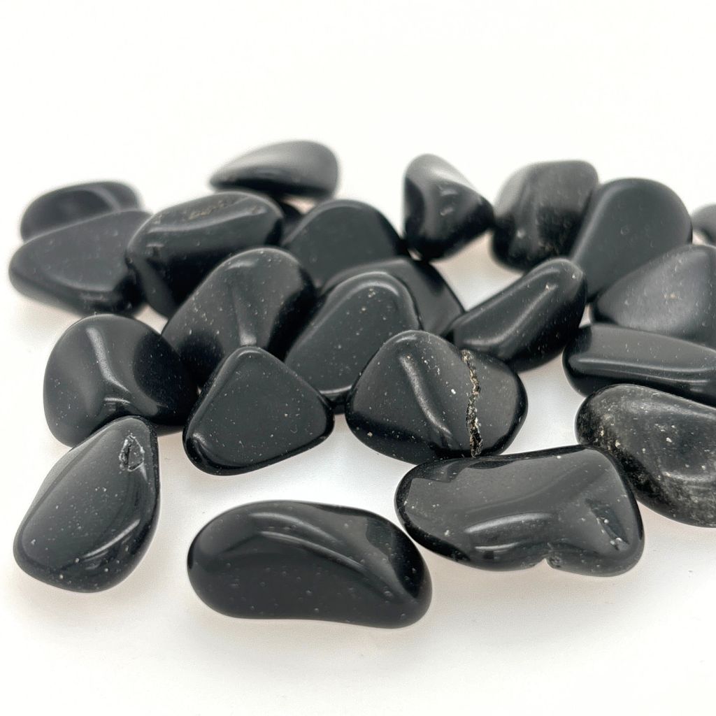 small black obsidian tumble stones