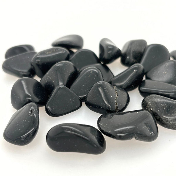 Black Obsidian Tumbled Crystals - 15mm Stones for Psychic Protection - 10 Pack