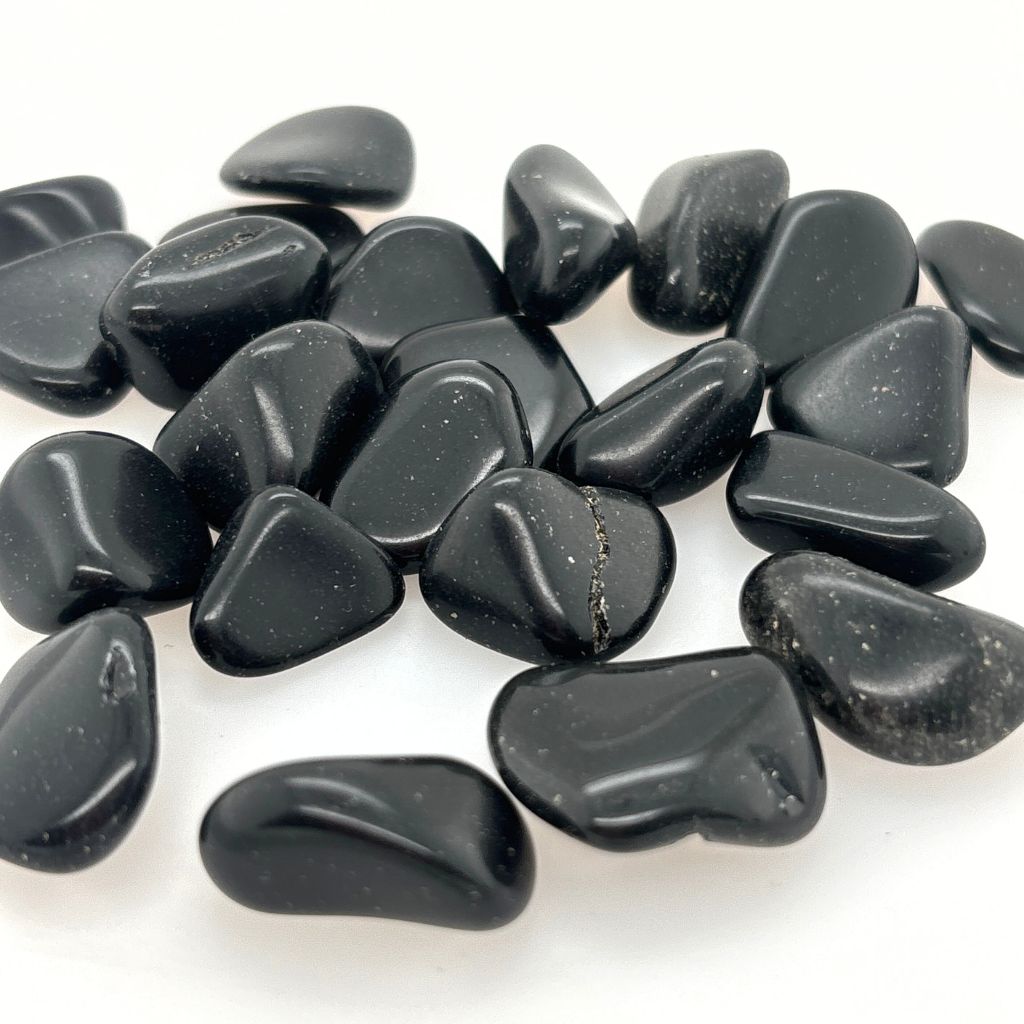 small black obsidian tumble stones