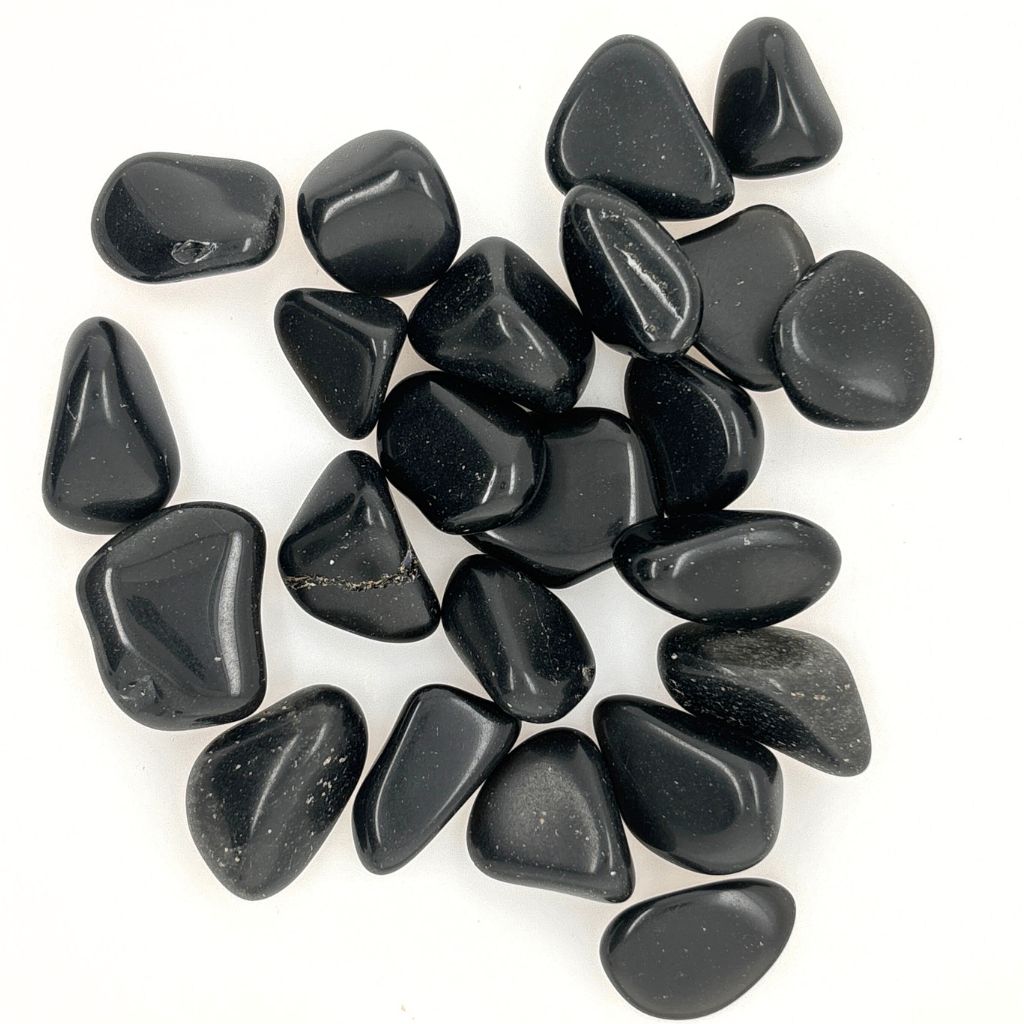 small black obsidian tumble stones
