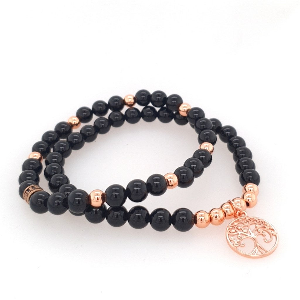 black obsidian duo bracelet set