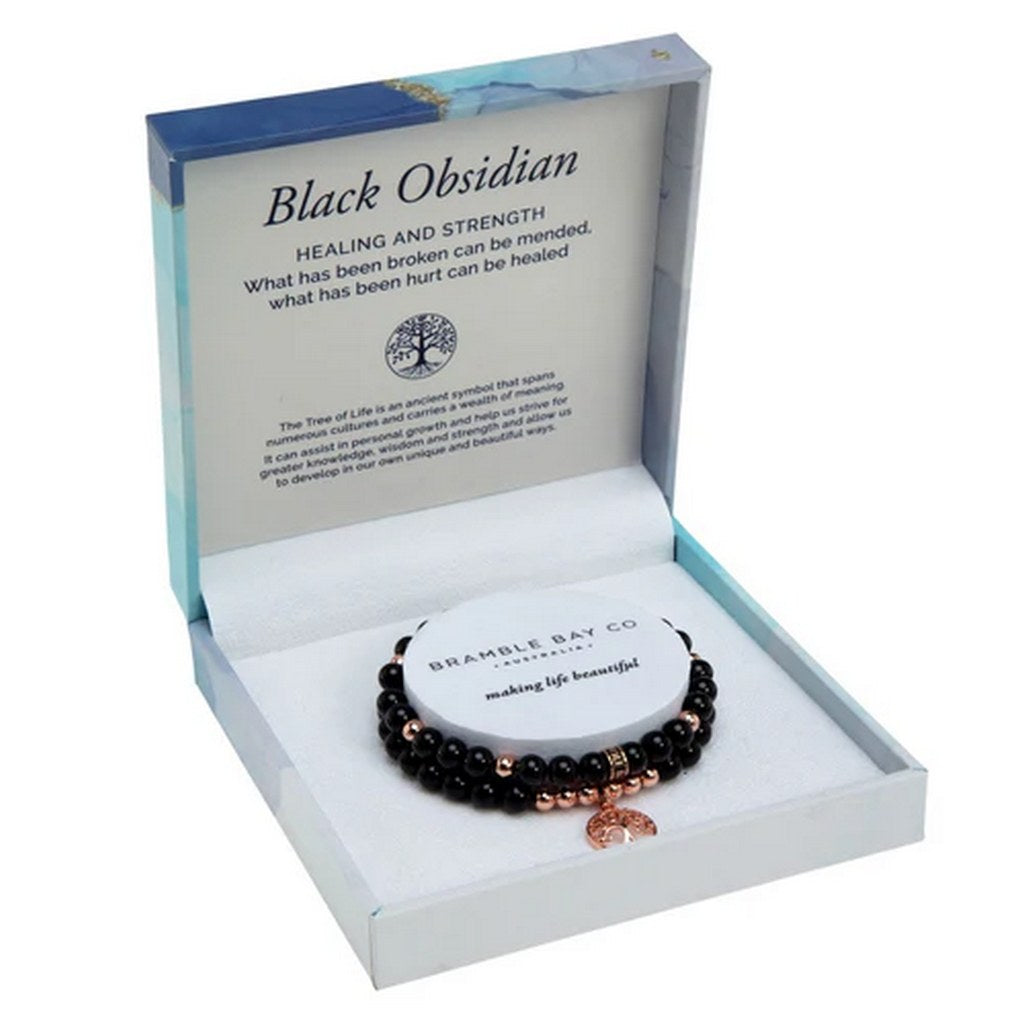 black obsidian duo bracelet set