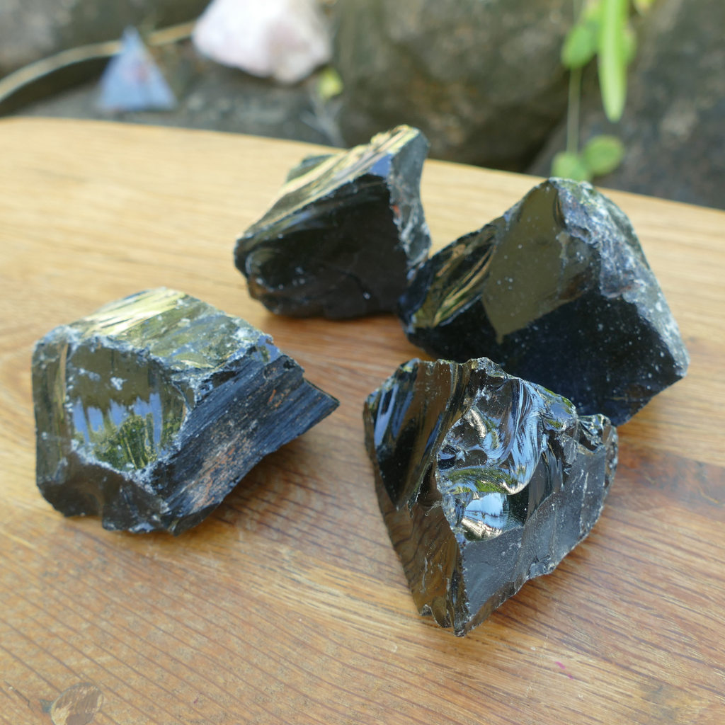 Black Obsidian Gemstone Natural Rough Stone Raw Crystals