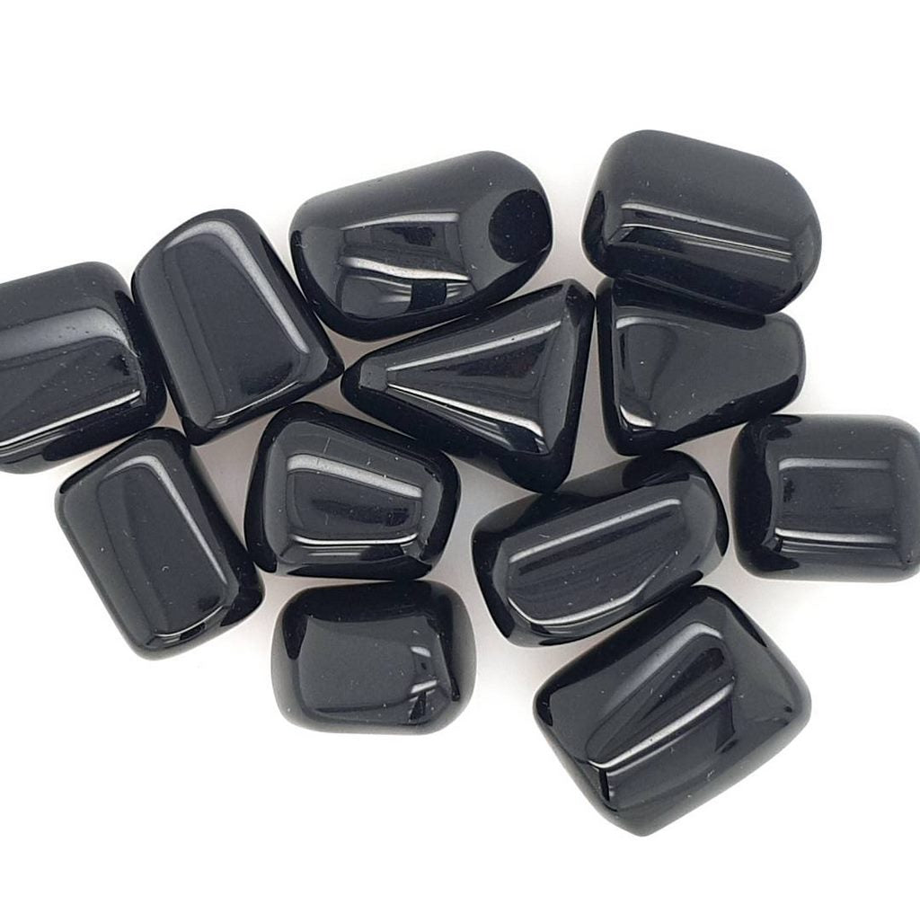 black obsidian tumble stones