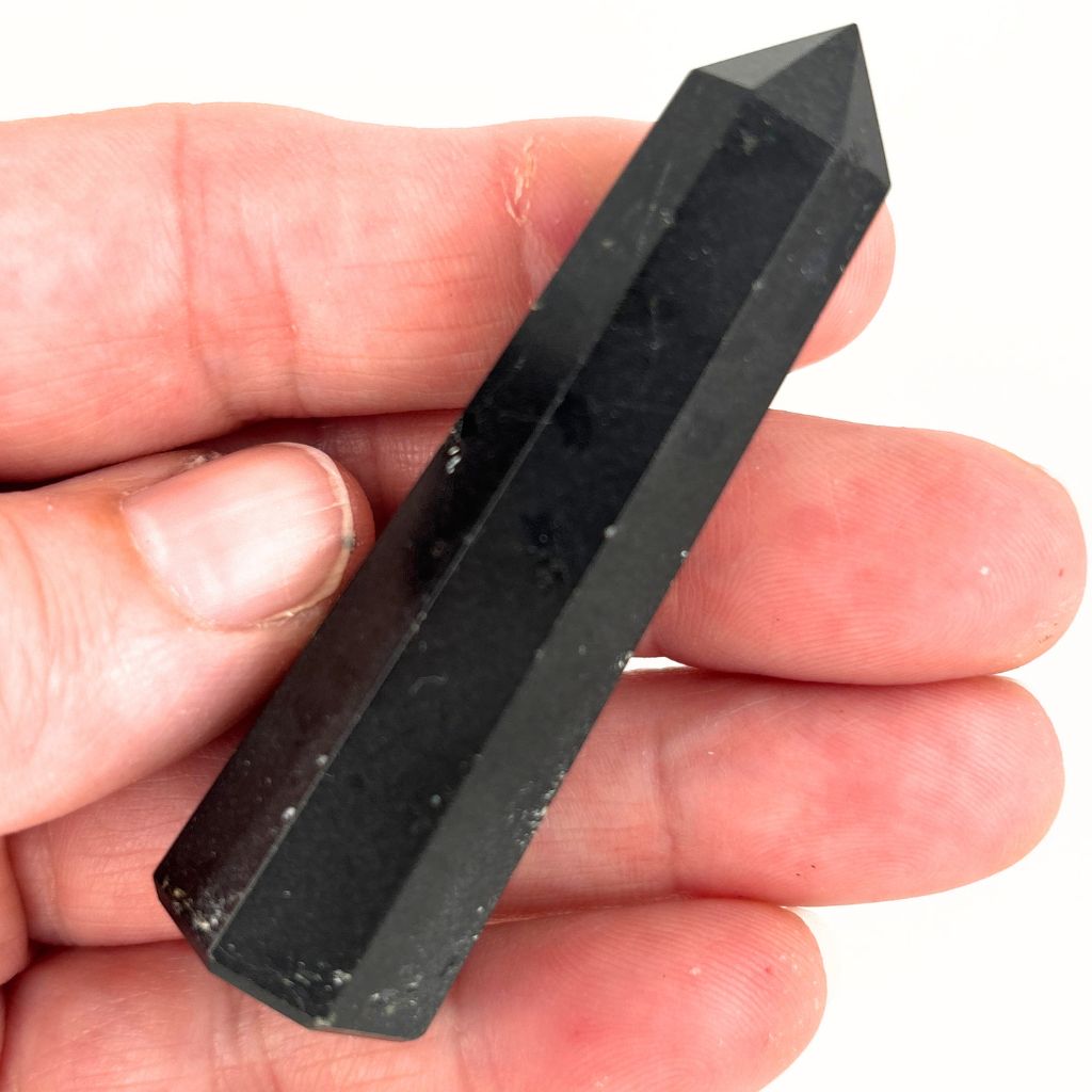 Black Tourmaline Point Polished Crystal - Protective Energy Crystal