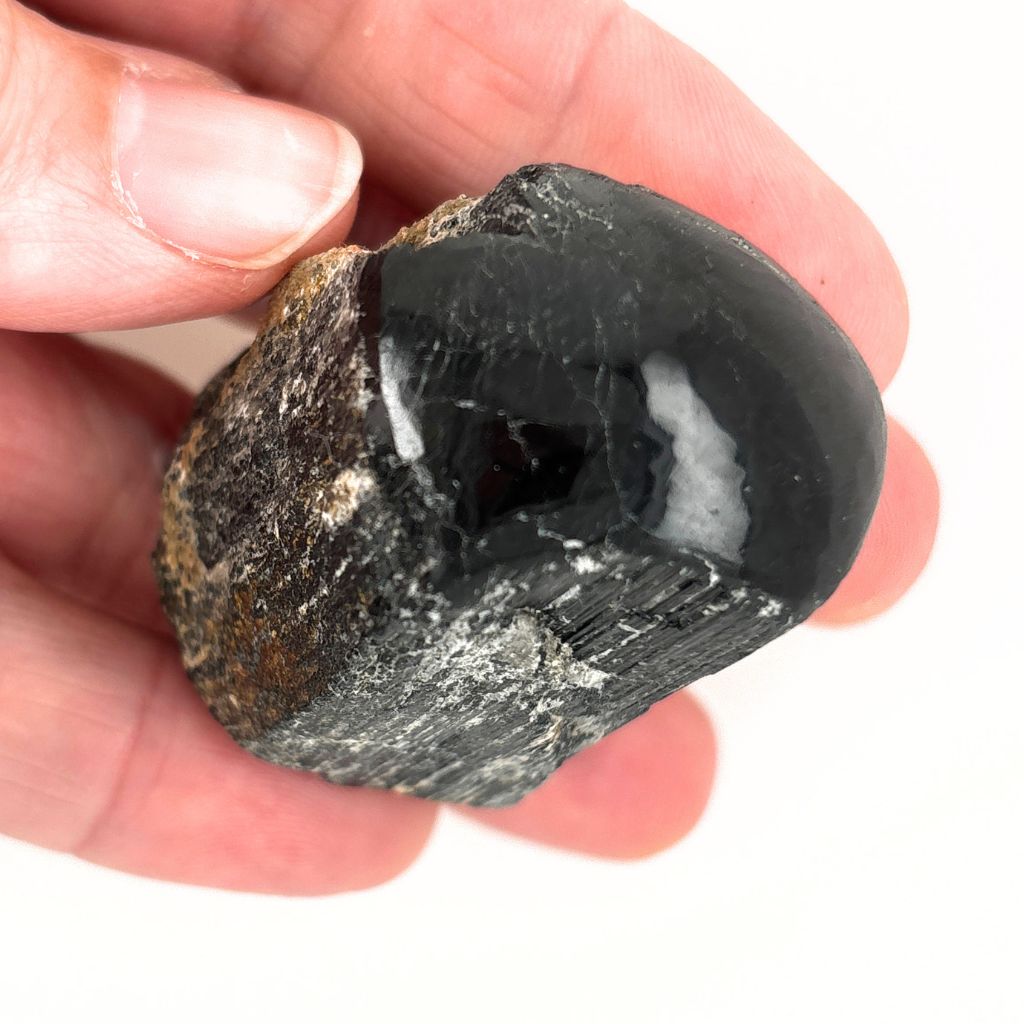 Black Tourmaline One Face Polished Crystal | Grounding & Protection