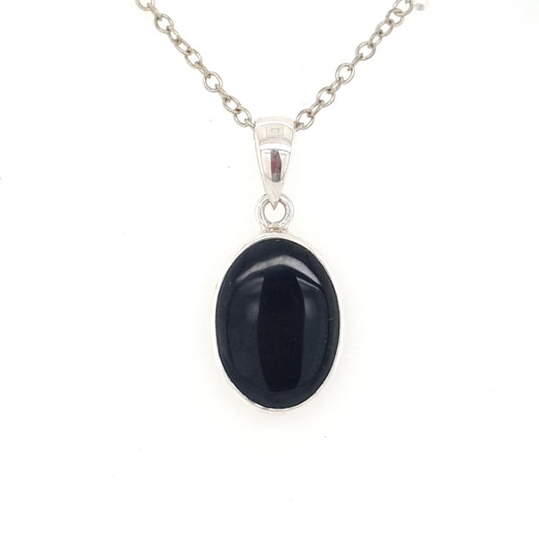 Black Tourmaline Crystal Pendant in Sterling Silver - Natural Cleansing & Protection