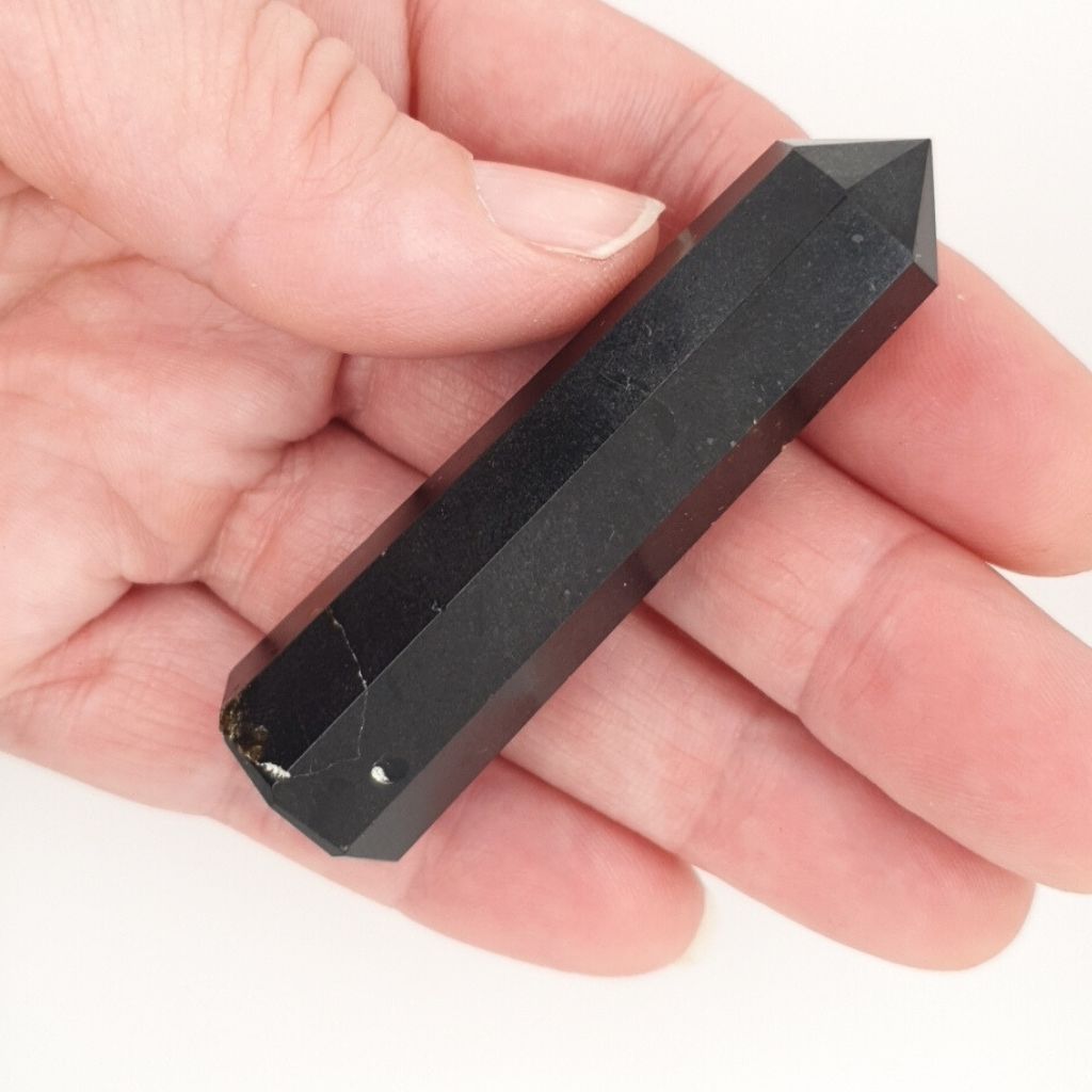 Black Tourmaline Point Reiki Protection Wand - Handcrafted Crystal Point for Energy Balancing