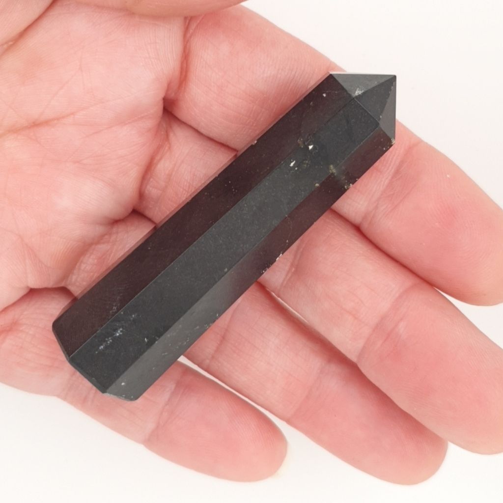 Black Tourmaline Point Reiki Protection Wand - Handcrafted Crystal Point for Energy Balancing