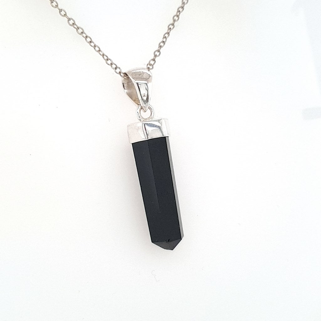 Black Tourmaline Polished Point Pendant