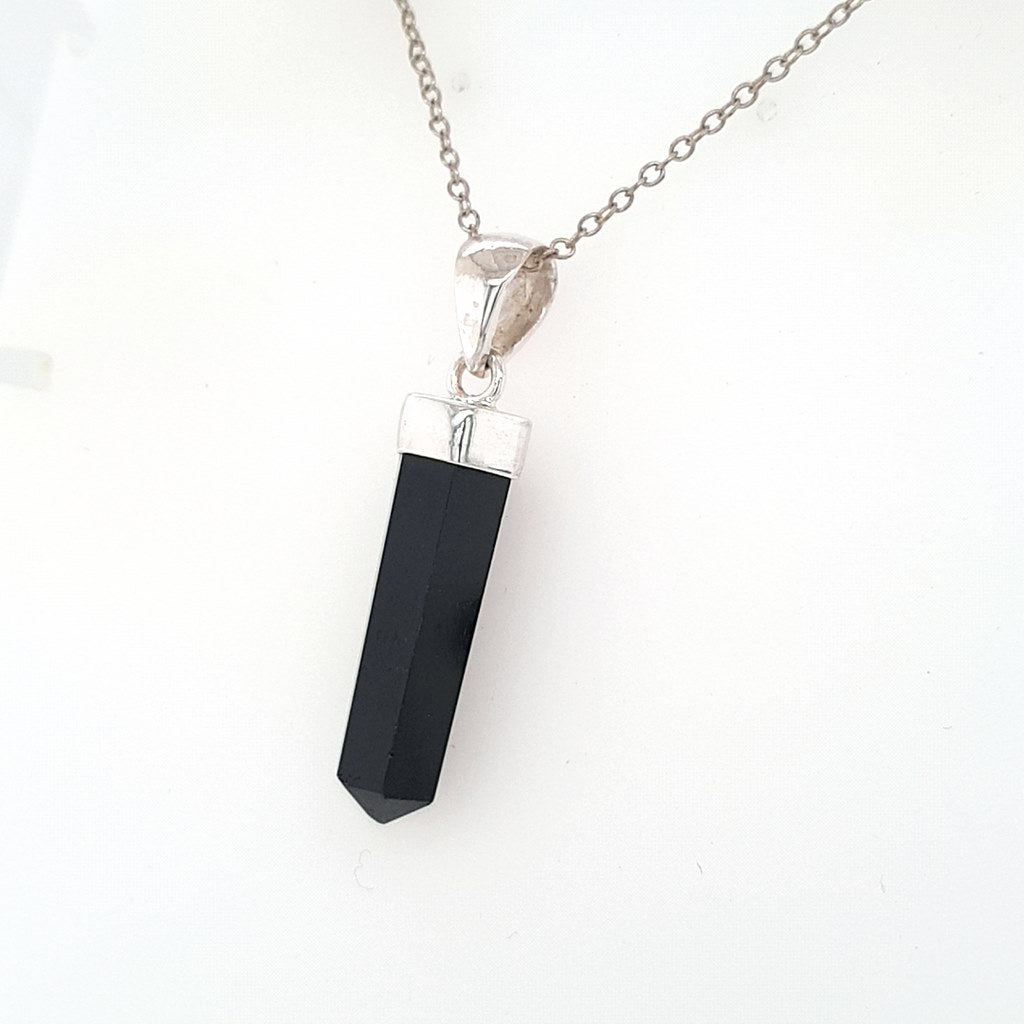 Black Tourmaline Polished Point Pendant