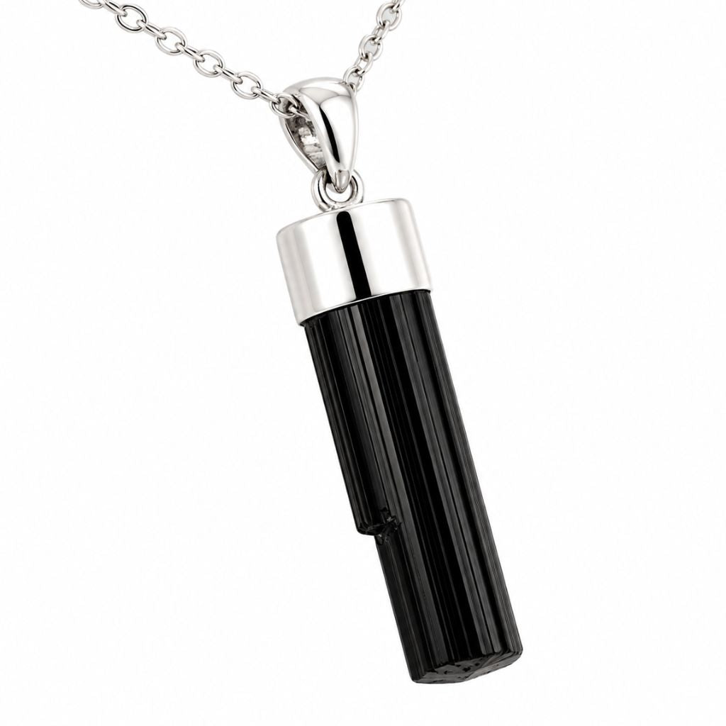 Black Tourmaline Pendant Australia | Sterling Silver Protection Crystal