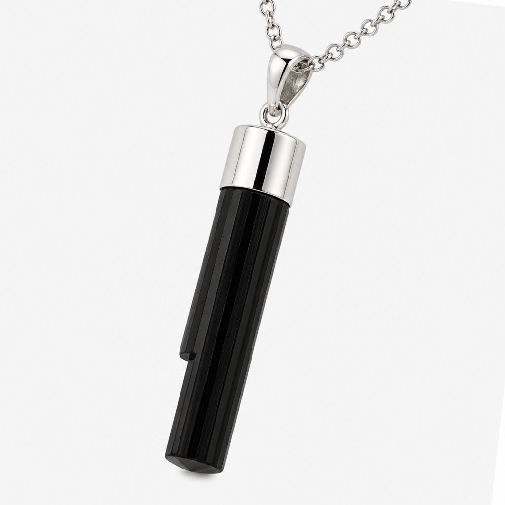 Black Tourmaline Pendant Australia | Sterling Silver Protection Crystal
