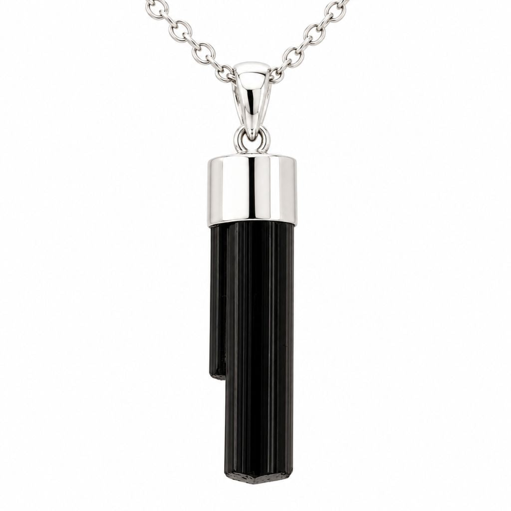 Black Tourmaline Pendant Australia | Sterling Silver Protection Crystal