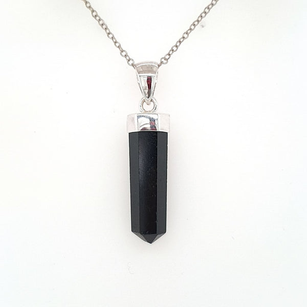 Black Tourmaline Polished Point Pendant