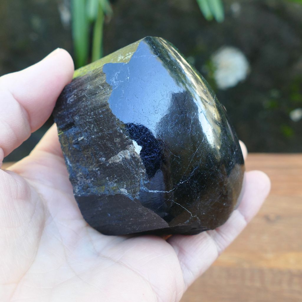 Black Tourmaline One Face Polished Crystal | Grounding & Protection