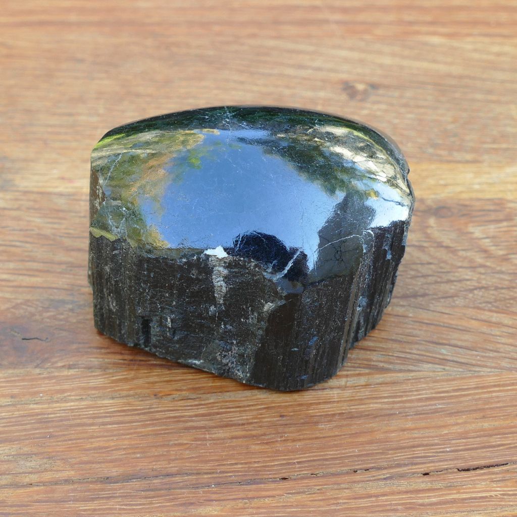 Black Tourmaline One Face Polished Crystal | Grounding & Protection