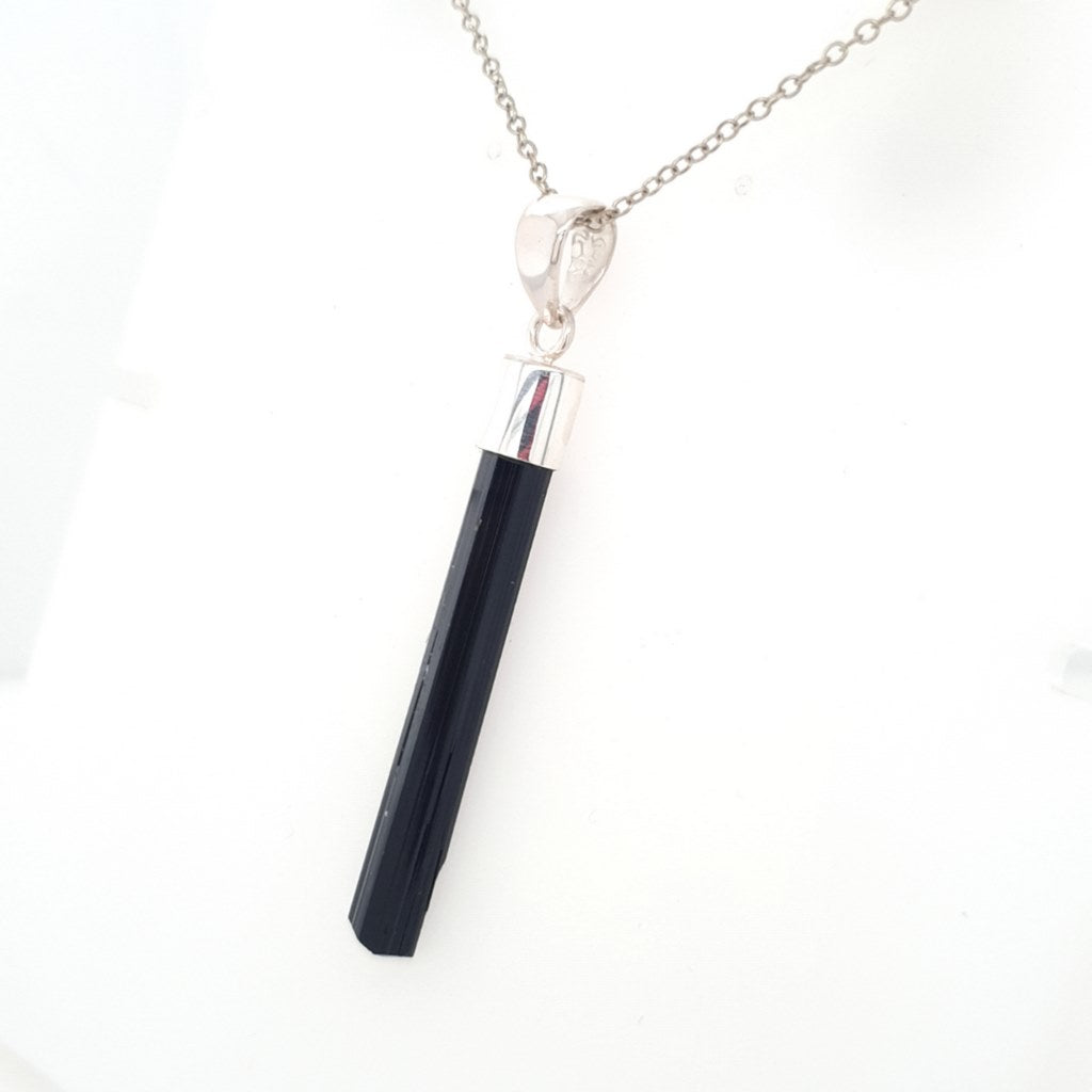 black tourmaline stick pendant