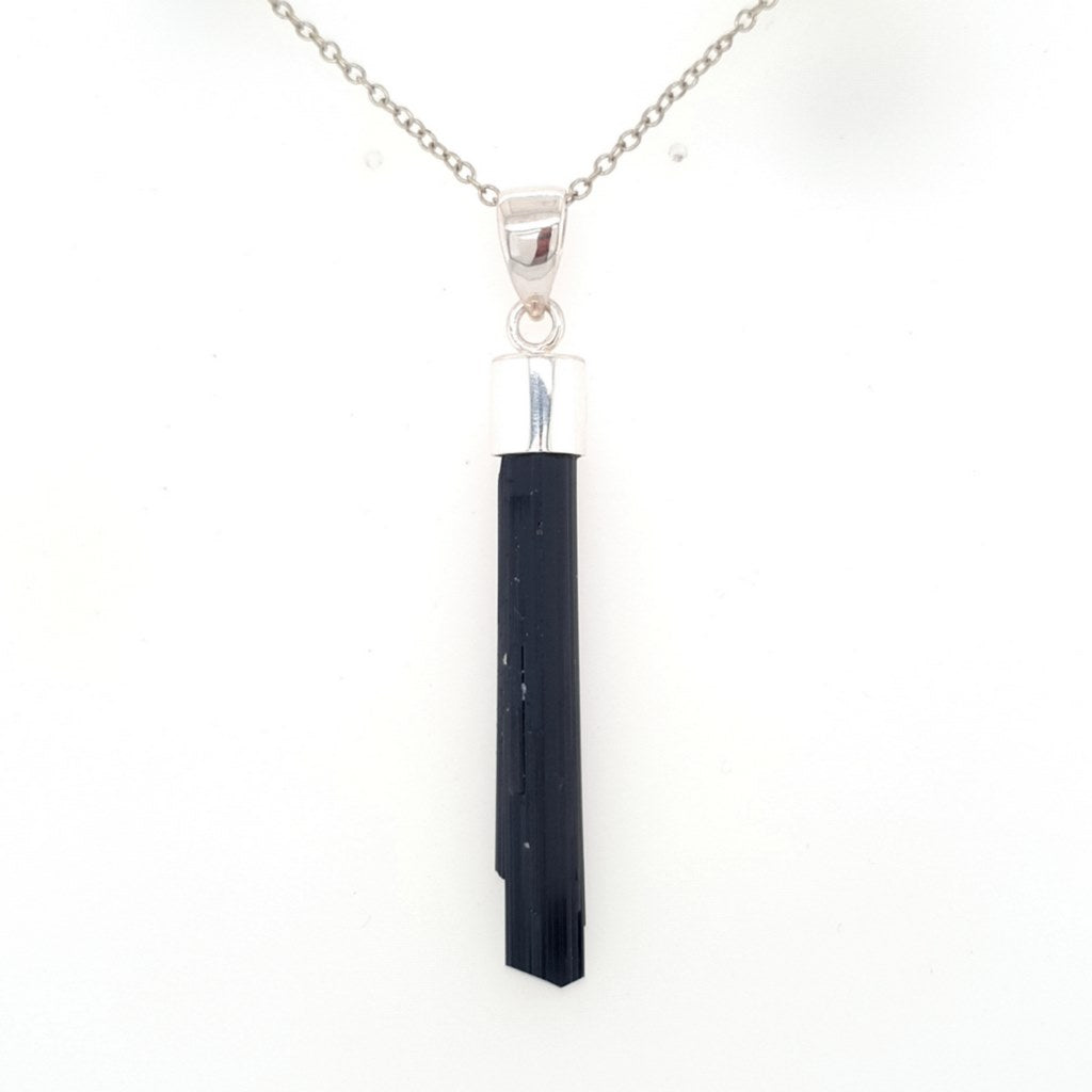 black tourmaline stick pendant