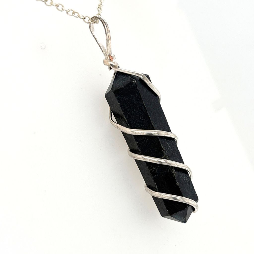 Black Tourmaline Wire Wrapped Point Pendant