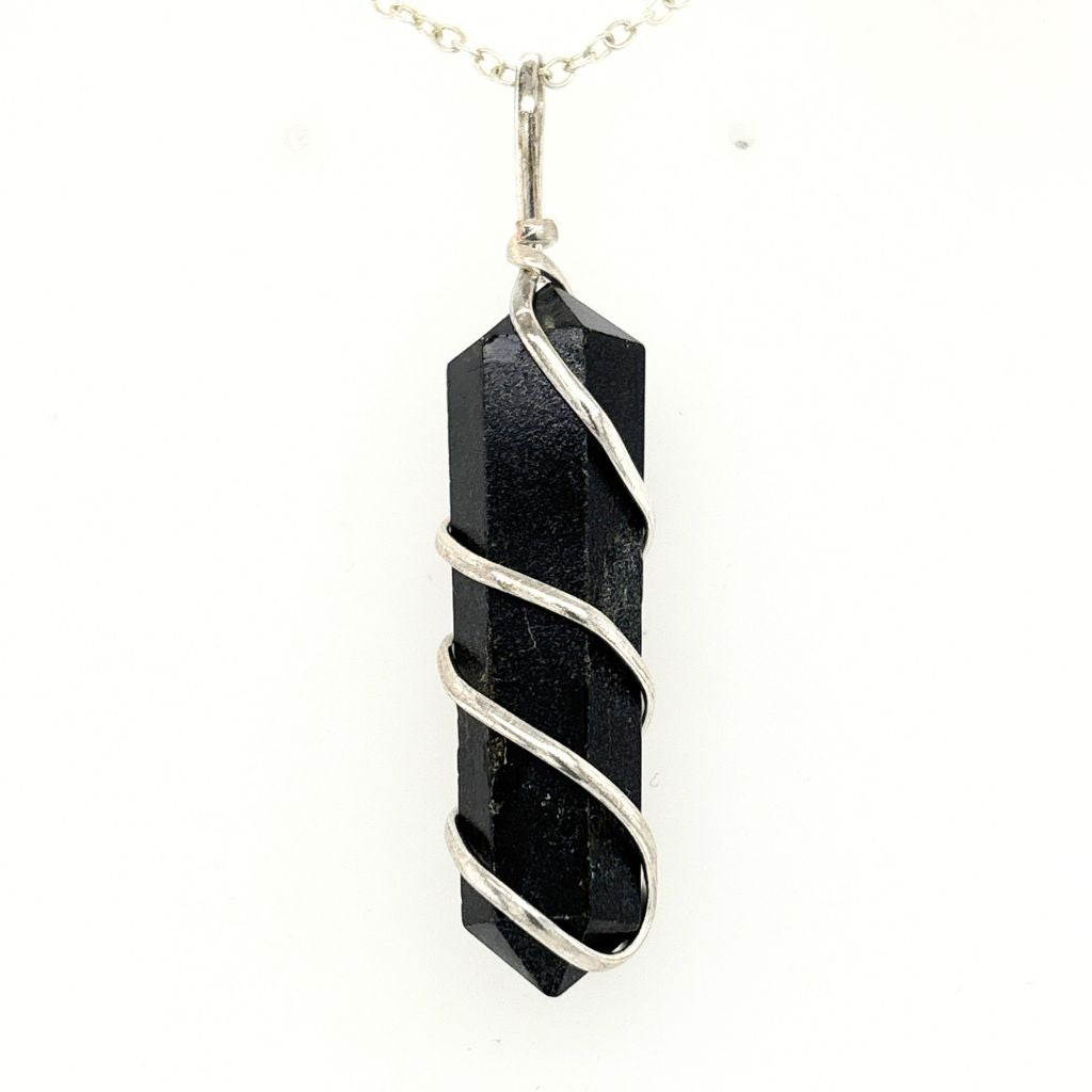 Black Tourmaline Wire Wrapped Point Pendant