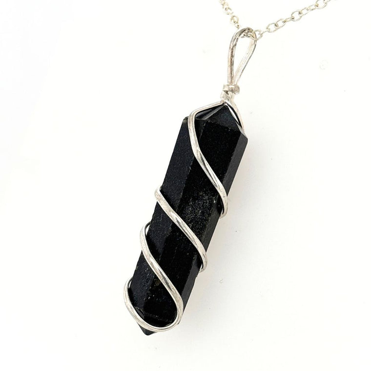 Black Tourmaline Wire Wrapped Point Pendant