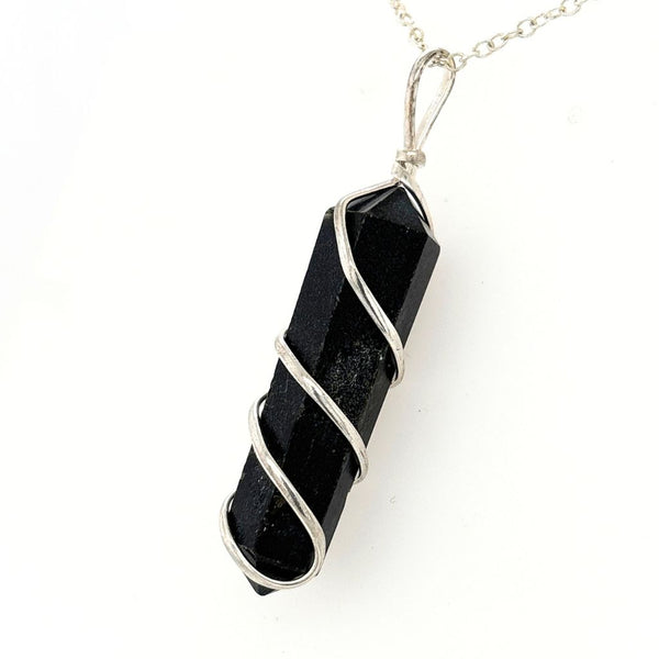 Black Tourmaline Wire Wrapped Point Pendant