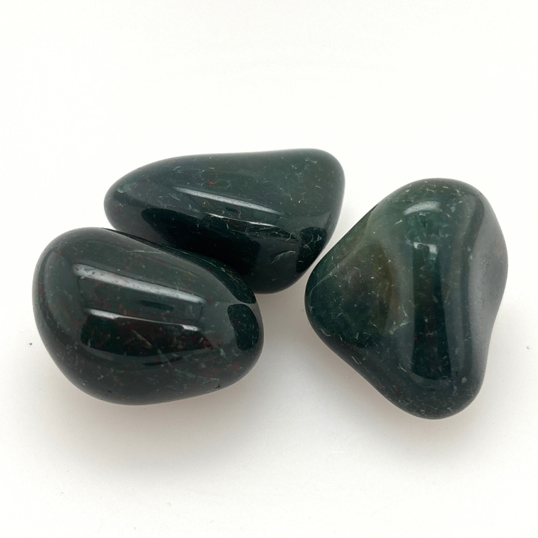 Bloodstone tumbled stone green crystal with red flecks