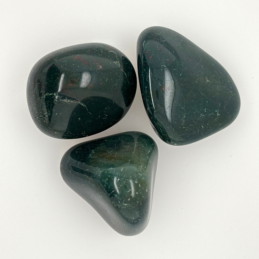 Bloodstone tumbled stone green crystal with red flecks