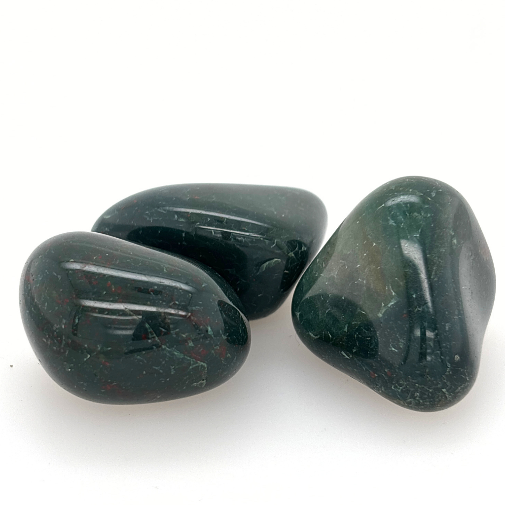 Bloodstone tumbled stone green crystal with red flecks