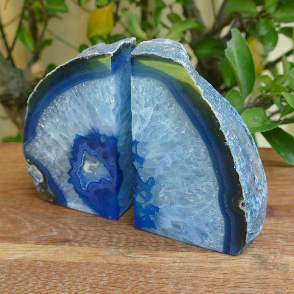 blue agate bookends