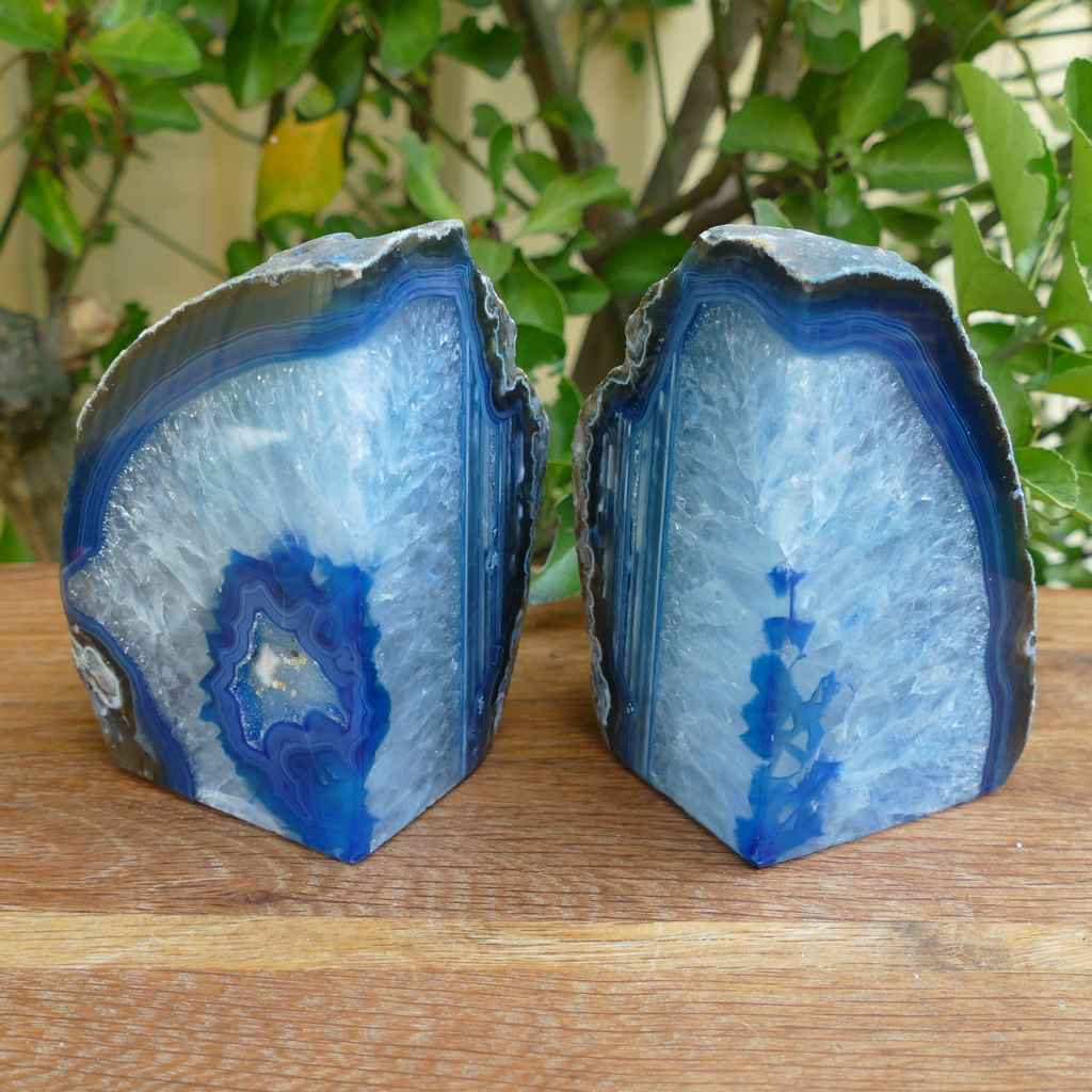 blue agate bookends
