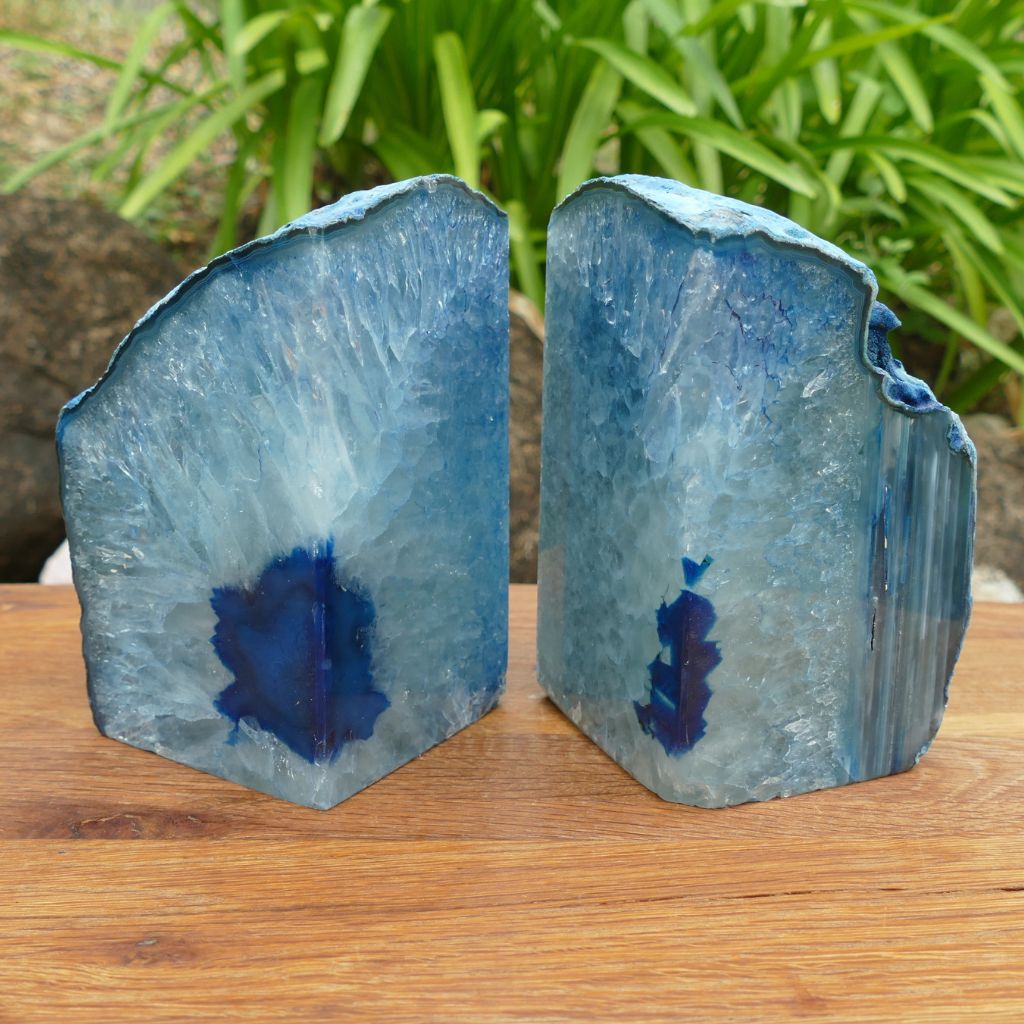 blue agate bookends