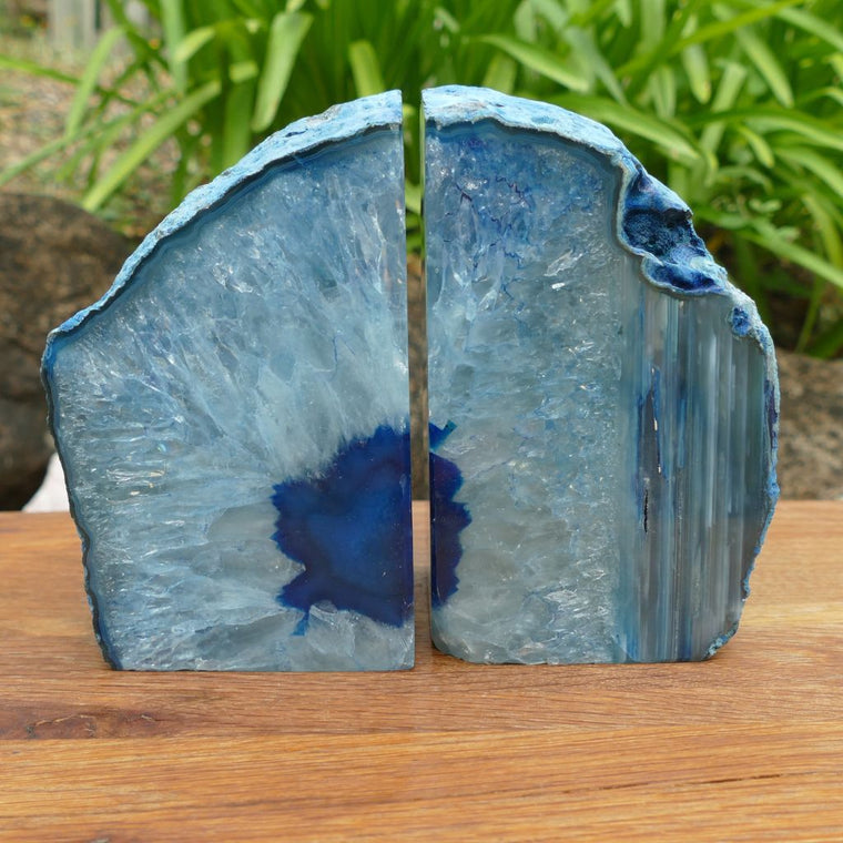 blue agate bookends