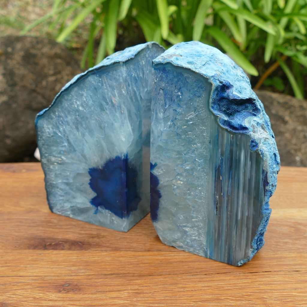 blue agate bookends