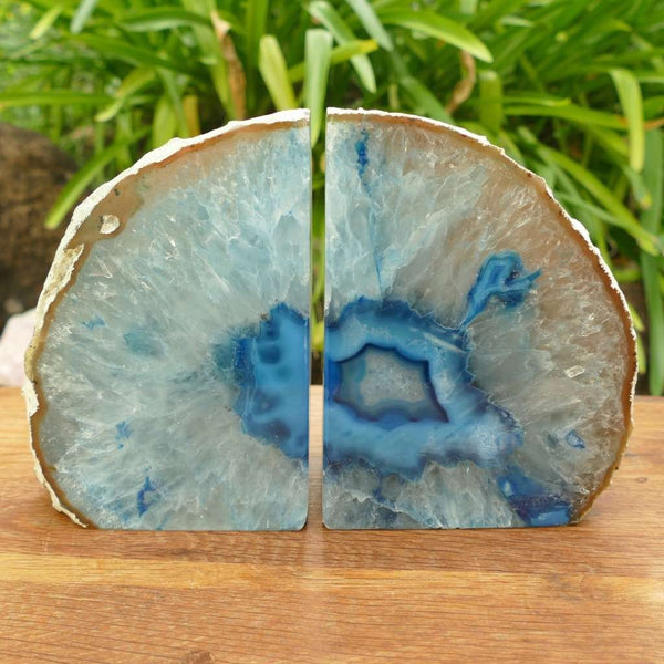 Blue Agate Bookends – 3.75kg Pair - Polished Agate Bookends for Home Decor