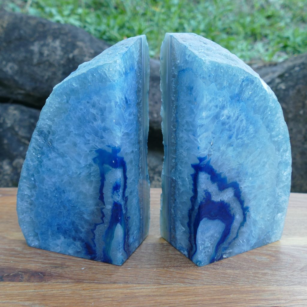 blue Agate bookends
