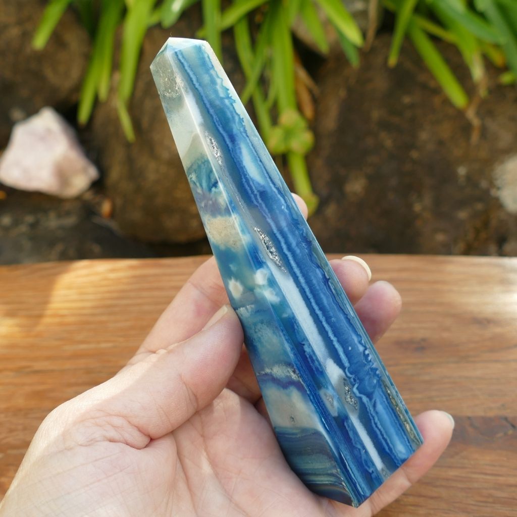 Blue Agate Obelisk Australia | Dyed Agate Crystal Tower