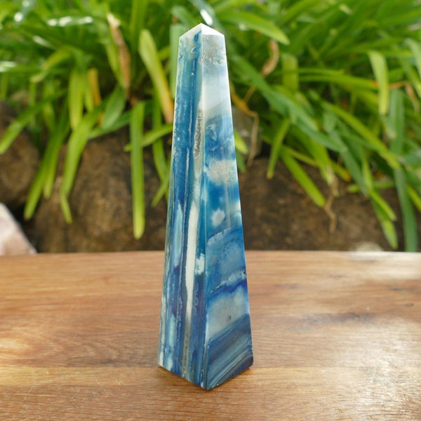 Blue Agate Obelisk – Dyed Agate Crystal Tower