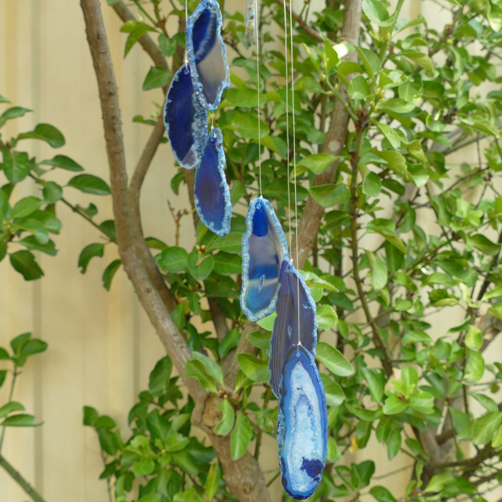 blue agate slice wind chimes