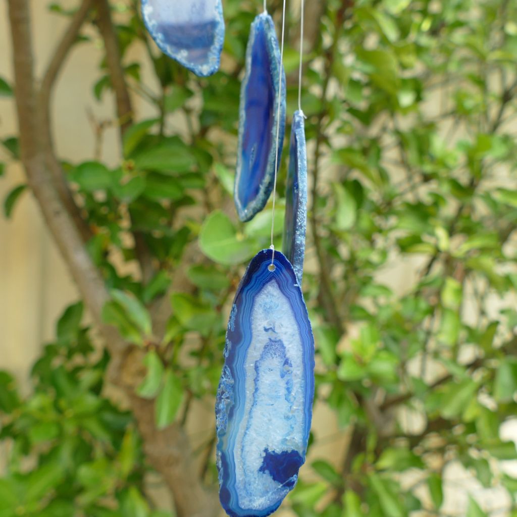blue agate slice wind chimes