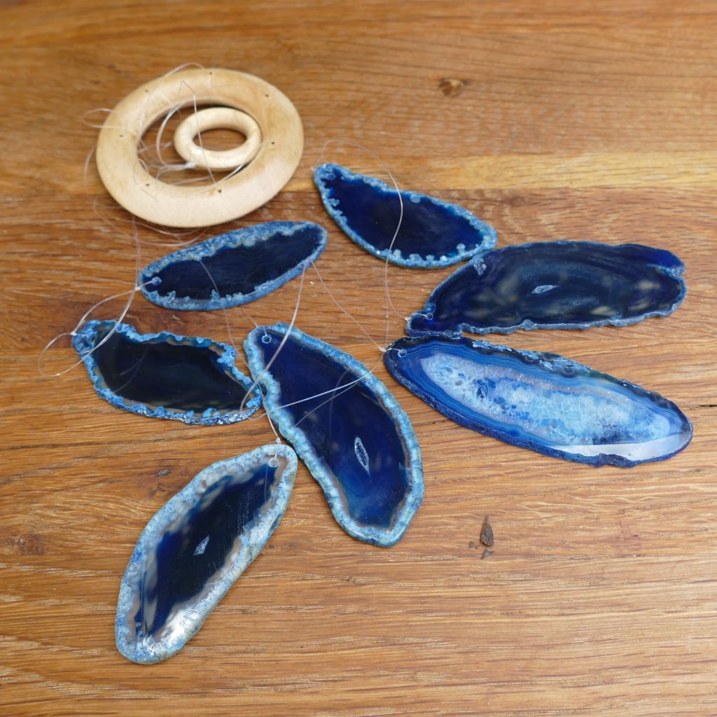 blue agate slice wind chimes