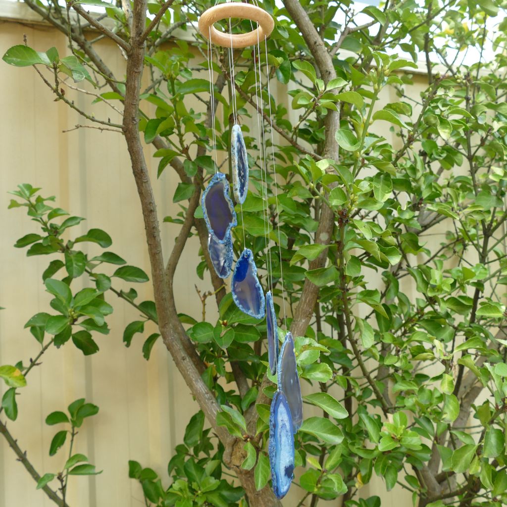 blue agate slice wind chimes