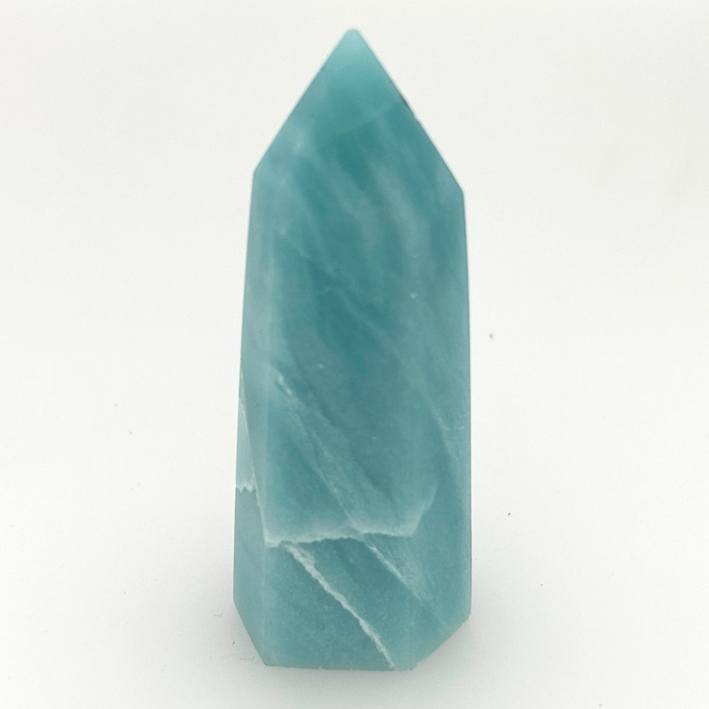 Blue aragonite crystal point polished tower Australia