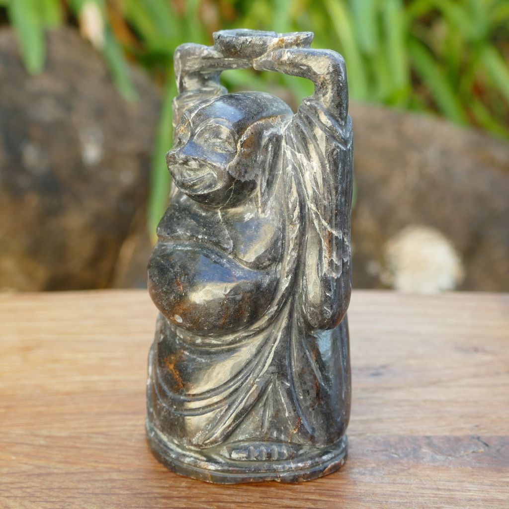 Blue Aventurine Laughing Buddha crystal carving 11.5cm 563g