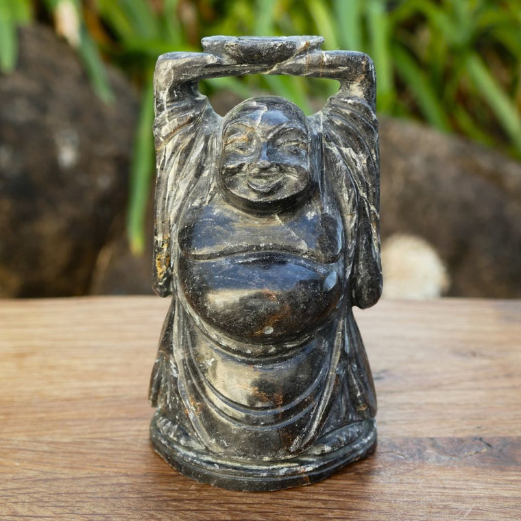 Blue Aventurine Laughing Buddha crystal carving 11.5cm 563g