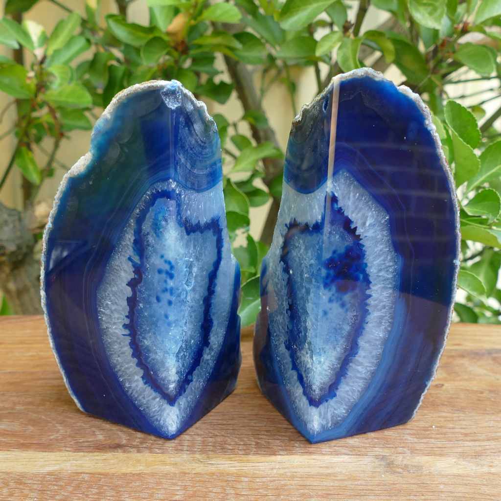 blue agate bookends