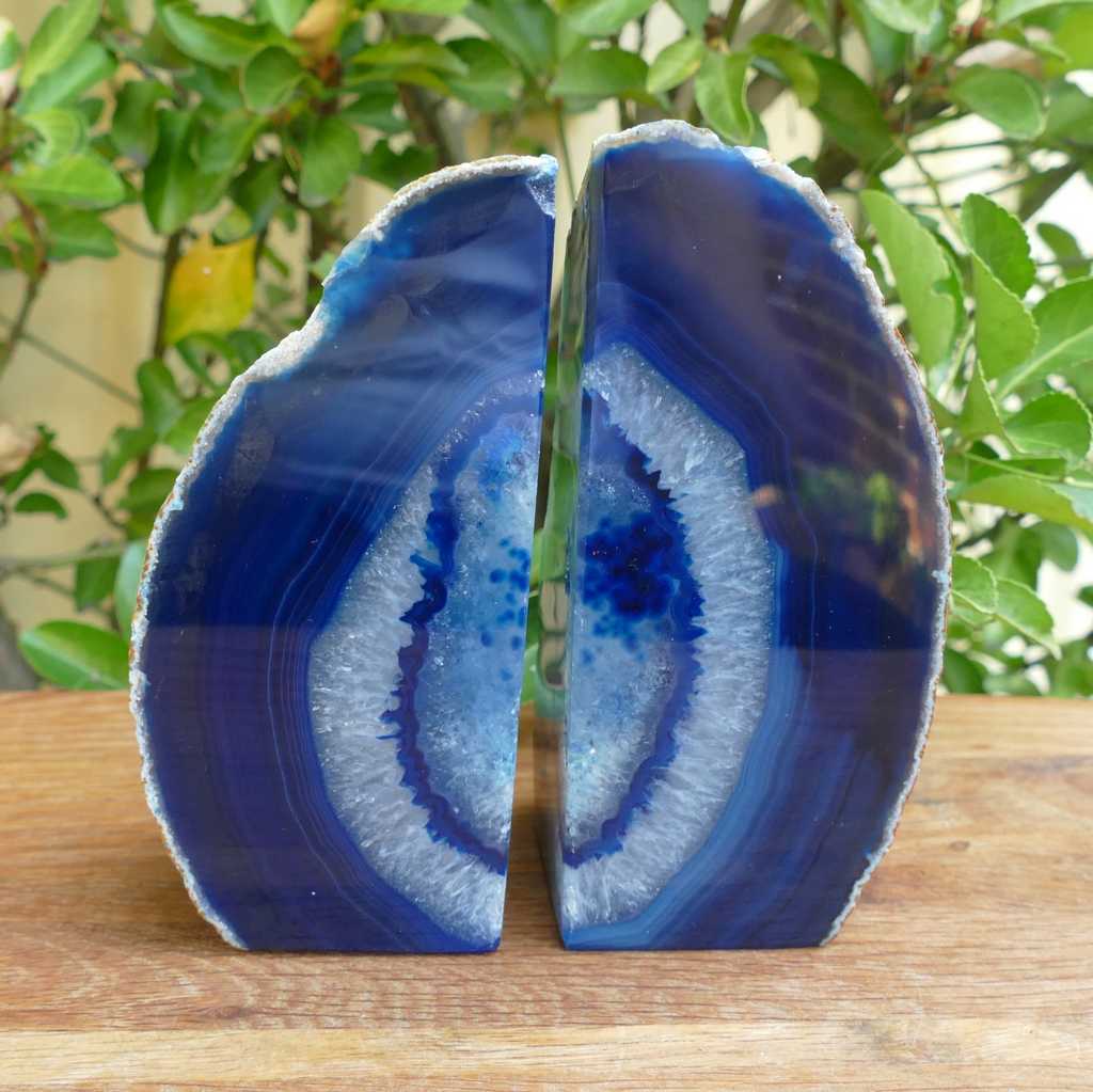 blue agate bookends